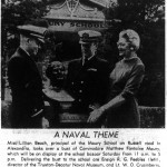 Maury School Principal Lillian Beach and a bust of Commodore Maury, 1963