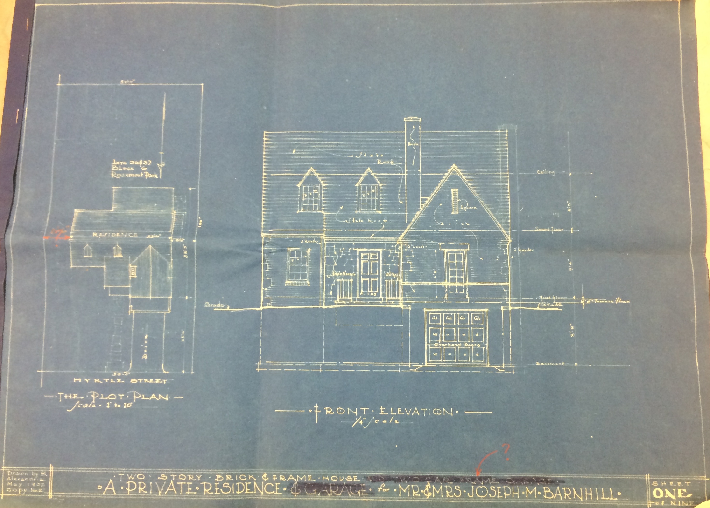 15 East Myrtle Street Elevation, 1937