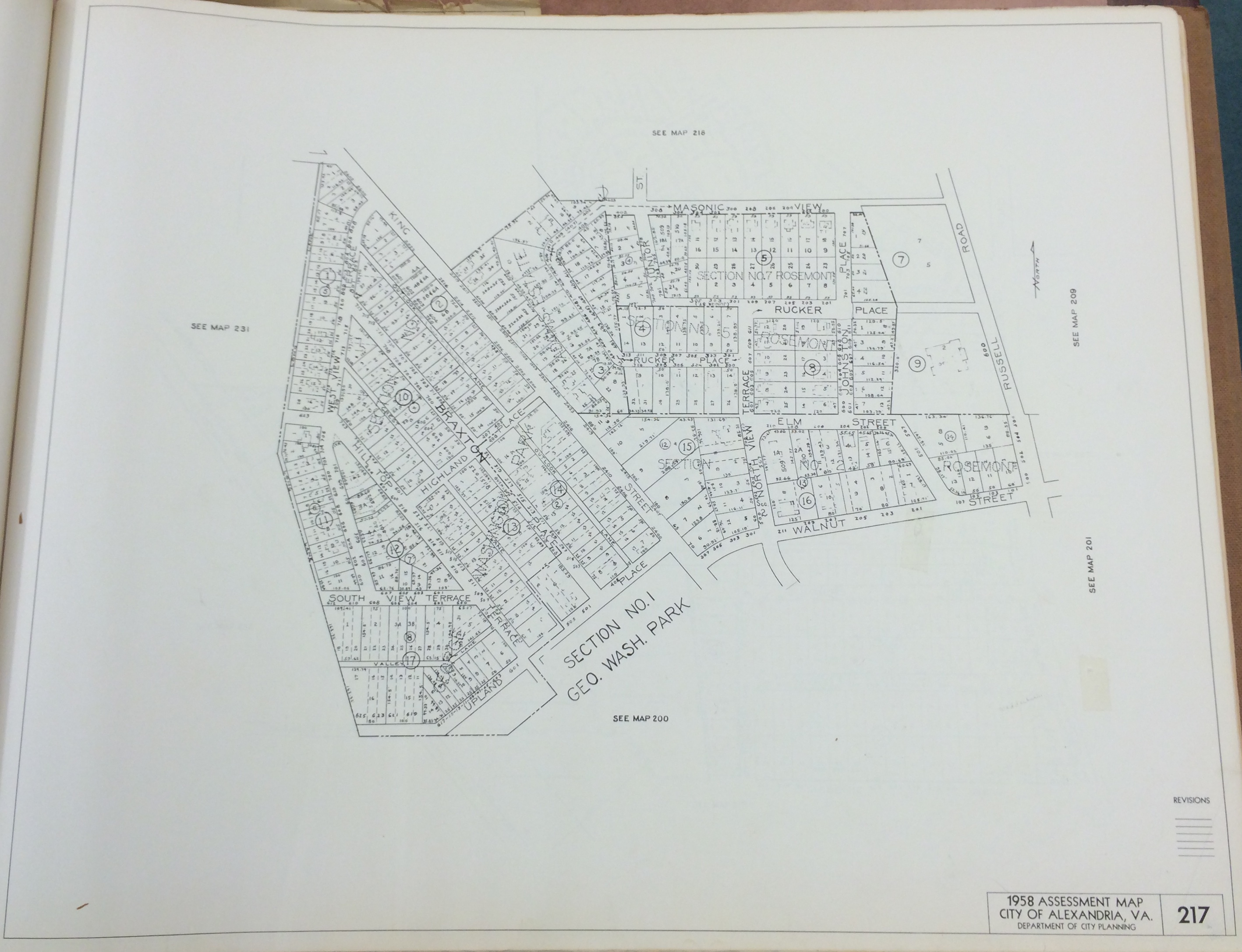 1958 Real Estate Assessment Map 217