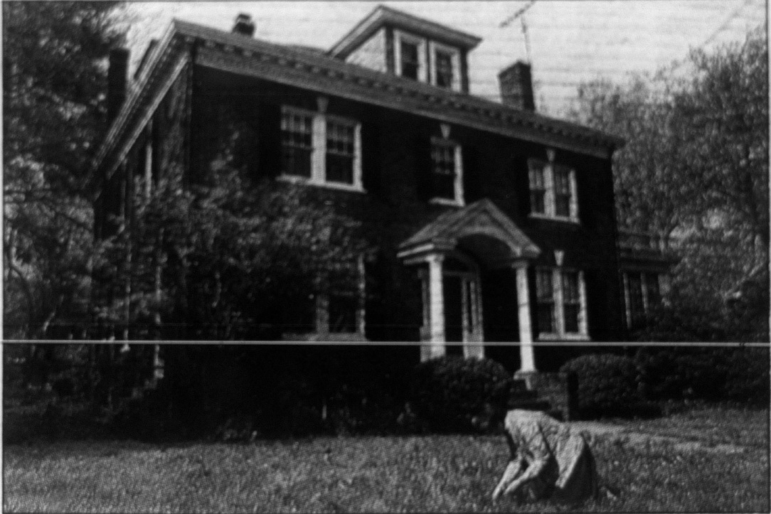 Ellen Pickering in the yard of her Rosemont home, 1987