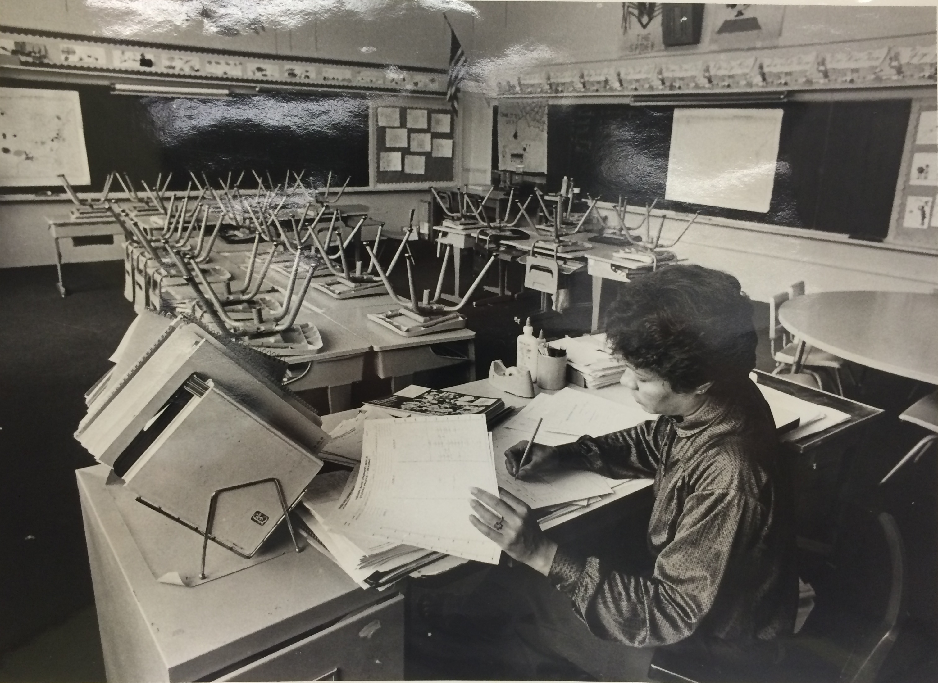 Christine Cuspard in her classroom at the Maury School, 1979